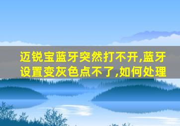 迈锐宝蓝牙突然打不开,蓝牙设置变灰色点不了,如何处理